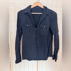 Theory Black Button-Up Shirt